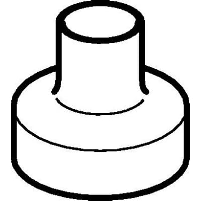 Skematisk tegning af Geberit PEH centrisk reduktion i sort, viser formen og overgangen fra Ø110 mm til Ø75 mm.