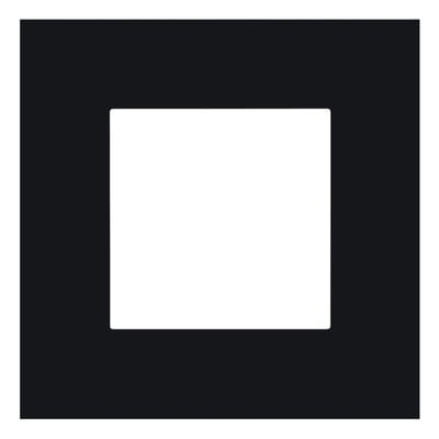 Niko Pure 1-moduls ramme i sort stål med et rent, firkantet design præsenteret på sort baggrund.