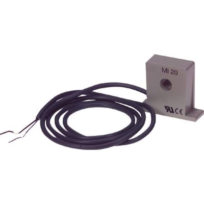 Carlo Gavazzi A82-20-50 strømmåletrafo med sort kabel, primær 0-50A og sekundær 0-20mA.