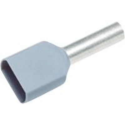 Elpress isoleret TWIN terminalrør til 2 x 2,5 mm² ledere, grå (TE farvekode) med 10 mm kontaktflade.