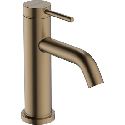 Hansgrohe Tecturis S 80 håndvaskarmatur i børstet bronze med et enkelt greb og en kompakt udformning.