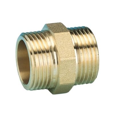 Pettinaroli samlestykke 1" i messing til fordelerrør til gulvvarme, med udvendige gevind på begge sider.