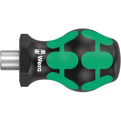 Wera 811/1 bitsskruetrækker med 1/4" 6 kant tilslutning og sort/grønt ergonomisk håndtag.