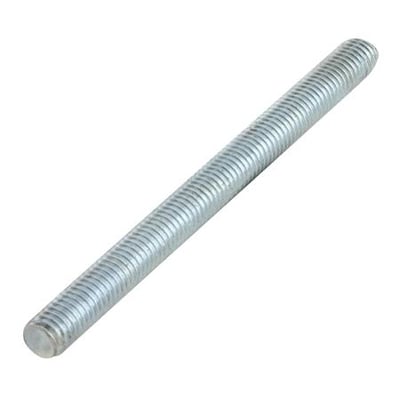 Walraven gjengestang M10x50 mm i elforsinket stål, sett på skrå med gjenger og en rund ende synlig.