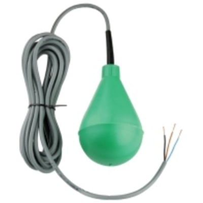 AKO-5312 niveauvippe med 1 skiftekontakt, grøn flyder og 10 meter kabel på hvid baggrund.