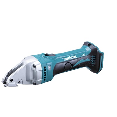Makita akku pladesaks DJS101Z LXT 18V til 1,0 mm stål og 2,5 mm aluminium med rene snit.