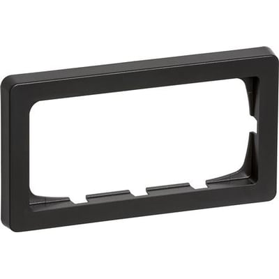 LK FUGA Baseline 63 ramme i koksgrå, 1x2 modul, visning forfra med fokus på den integrerede monteringsmekanisme.