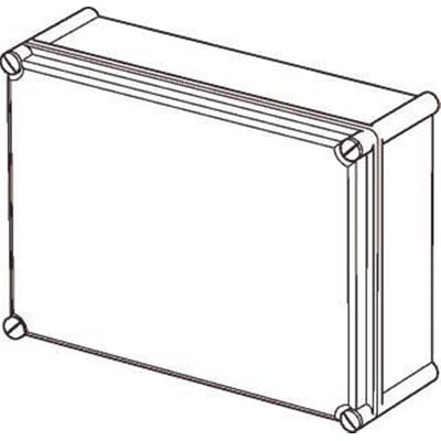 Forenklet illustration af Fibox EK SOLID kassebundens ydre form og dimensioner, uden yderligere detaljer.