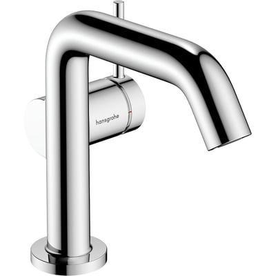 Hansgrohe Tecturis S 110 Fine håndvaskarmatur i krom med 1-grebs betjening og push-open bundventil, isoleret på hvid baggrund.