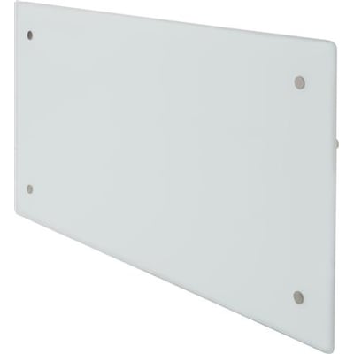 Adax Clea WiFi el-radiator i hvid med glasfront, 600W, 230V, vist fra siden med fokus på tynd profil og vægmontering.