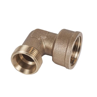 Roth vinkel til rørgevind i messing, 3/4" euro-konus x 3/4" muffe, fremstillet i rødgods.