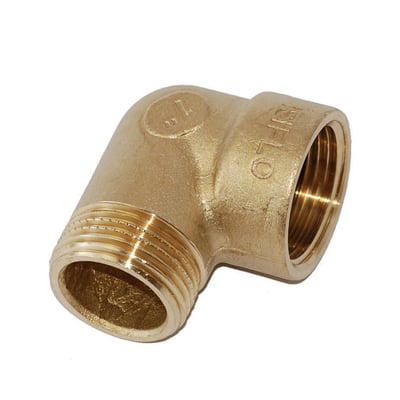 Isiflo 90 graders vinkel i messing med 1 1/4" muffe og nippel til VVS-installationer og tryk op til 10 bar.