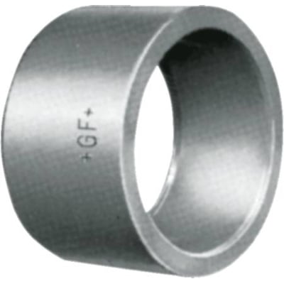 Georg Fischer PVC reduktion 40-32 mm, kort type med klæbestuds og muffe, mærket med GF+.