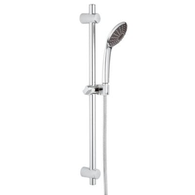 Grohe Vitalio Joy brusesæt med håndbruser, 600 mm bruserstang og 1750 mm bruserslange i kromfinish.