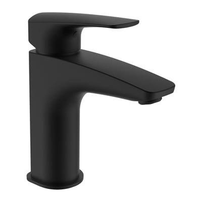 Laufen Laurin håndvaskarmatur i mat sort PVD med 1-grebs betjening og et fremspring på 106mm.