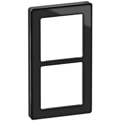 LK FUGA Pure designramme i sort glas til 2 moduler, med en skinnende finish og et moderne udtryk.