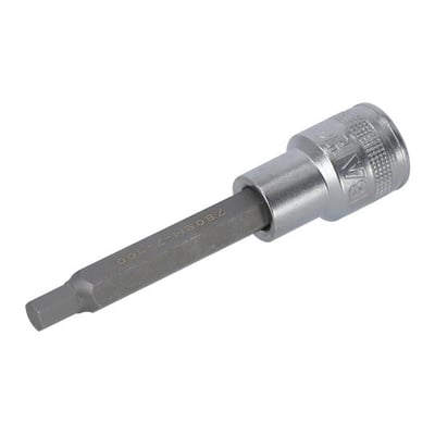 Bahco unbrakotopp med 1/2" firkant, 8 mm spiss og 120 mm lengde, vist skrått med mørk bit.