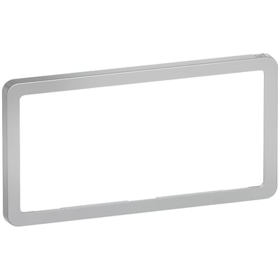 Lauritz Knudsen LK FUGA Slim designramme, 1x2 modul, uden midtersprosse i sølvmetal på hvid baggrund.