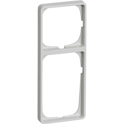 LK FUGA Baseline 50 ramme i lysegrå, 2½ modul bredde, vist forfra og viser det to indsatsåbninger.