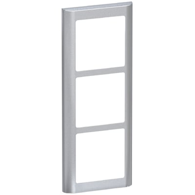 LK FUGA Soft 63 lodret designramme i stålmetallic med plads til tre moduler, fremstillet af aluminium.