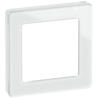 LK FUGA Pure designramme i hvidt glas, 1 modul, med en ren og minimalistisk æstetik, klar til installation.