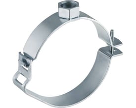 Geberit rørholder for 110 mm rør med 1/2-tommers muffe, vist som en åpen metallbøyle med gjenget muffe.