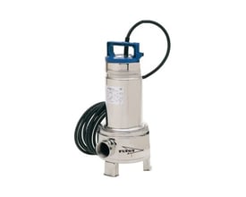 Flygt DXV 50-15 dræn- og regnvandspumpe i rustfrit stål med blå håndtag og 2" muffe.