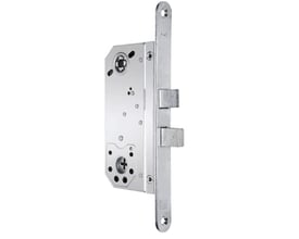 ASSA ABLOY 8765 låskasse for høyre dør med lang stolpe og synlige falle- og reiledeler.