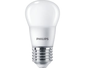 Philips CorePro LED-kronepære med E27 sokkel, 2,8W og 250 lumen, der giver et varmt hvidt lys på 2700K.