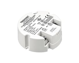 Tridonic rund LED-driver LC 32W med variabel udgangsstrøm på 700-800mA og 32W maksimal effekt.