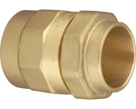 Isiflo messing gevindovergang med kompressionskobling og muffe, 40 mm x 1½" til koldtvand og gasinstallationer.