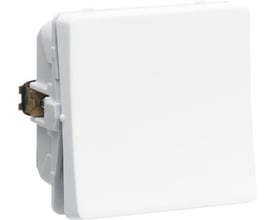 Lauritz Knudsen LK FUGA 1-polet afbryder i hvid med en modul bredde og 16A mærkestrøm, vist fra siden.