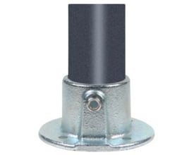 Galvaniseret flange til væg eller loft fra Pipe Clamps med 1¼" (Ø42,2 mm) til vandrør, vist med et rør isat.