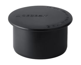 Geberit Silent muffeprop til 90mm rør i sort PP-MD materiale med indgraveret logo og dimension.