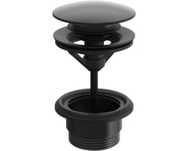 Oras komplet push-up bundventil i mat sort med 1 1/4" gevind og Ø63 mm, fremstillet i messing.