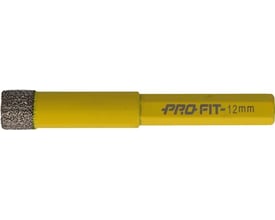 PRO-FIT diamantbor i gul farve med 12mm diameter og grov diamantbelægning for effektiv boring.