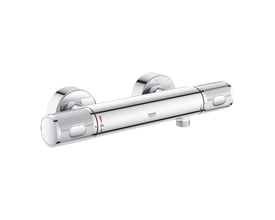 GROHE Grohtherm 1000 Performance termostatisk dusjarmatur i blank krom med to riflede grep.