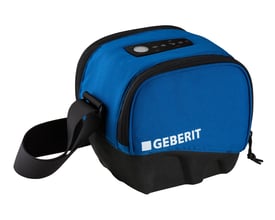 Geberit ESG light elektrosveiseapparat for 230 V i blå bæreveske med svart betjeningspanel og skulderrem.
