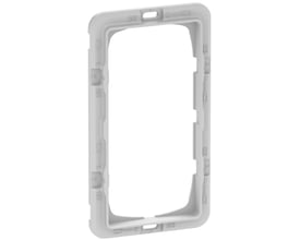 Grå LK FUGA teknisk monteringsramme i 1x2 modul design, uden midtersprosse og med indstøbte huller til skruer.