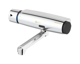 FM Mattsson Tronic håndvaskarmatur WMS 150 i krom, væghængt model med sensor og udtrækstyd.