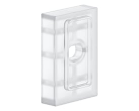 Grohe Vitalio Universal afstandsstykke på 8 mm, fremstillet af frostet hvid plast, med præcist udformet hul til bruserstangen.