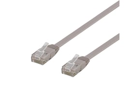 DELTACO U/UTP Cat6 fladt netværkskabel på 10 meter i grå med RJ45 stik i hver ende, halogenfri.