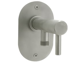 Detaljeret billede af Frostline DUO Wall udendørshanen, der viser 1-grebs betjening og gevindtilslutning i børstet rustfrit stål.