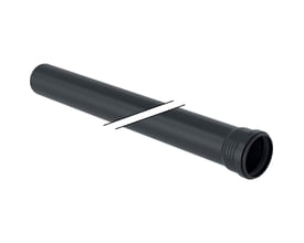 Geberit Silent-Pro afløbsrør med 1 muffe, 90 mm i diameter og 150 mm i længden, fremstillet i sort plast.