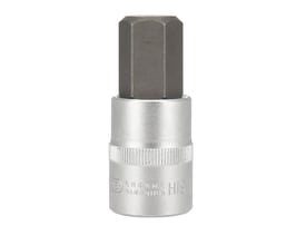 Tecos kort 1/2-tommers bitstop med mørk sekskantbit og riflet sølvfarget topp, størrelse 19 x 65 mm.
