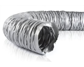 Lindab flexslange TH i grå PVC med Ø160 mm diameter, fremstillet af PVC-belagt væv med indsvejset stålspiral, 6 meter lang.