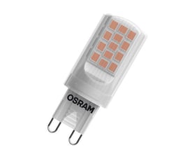 Ledvance LED PIN G9-pære med mat plastikhus og synlige LED-chips, ideel til 230V installationer.