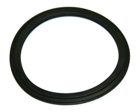 Blücher pakning til vandlås i sort EPDM-gummi med en udvendig diameter på 87mm, vist på hvid baggrund.