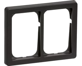 LK FUGA Baseline 63 vandret dobbelt ramme i koksgrå, designet til 2x1½ modul indsatser på hvid baggrund.