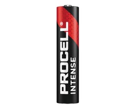 Duracell Procell Intense alkalisk AAA-batteri på 1,5 V med sort og rød indpakning, vist stående.